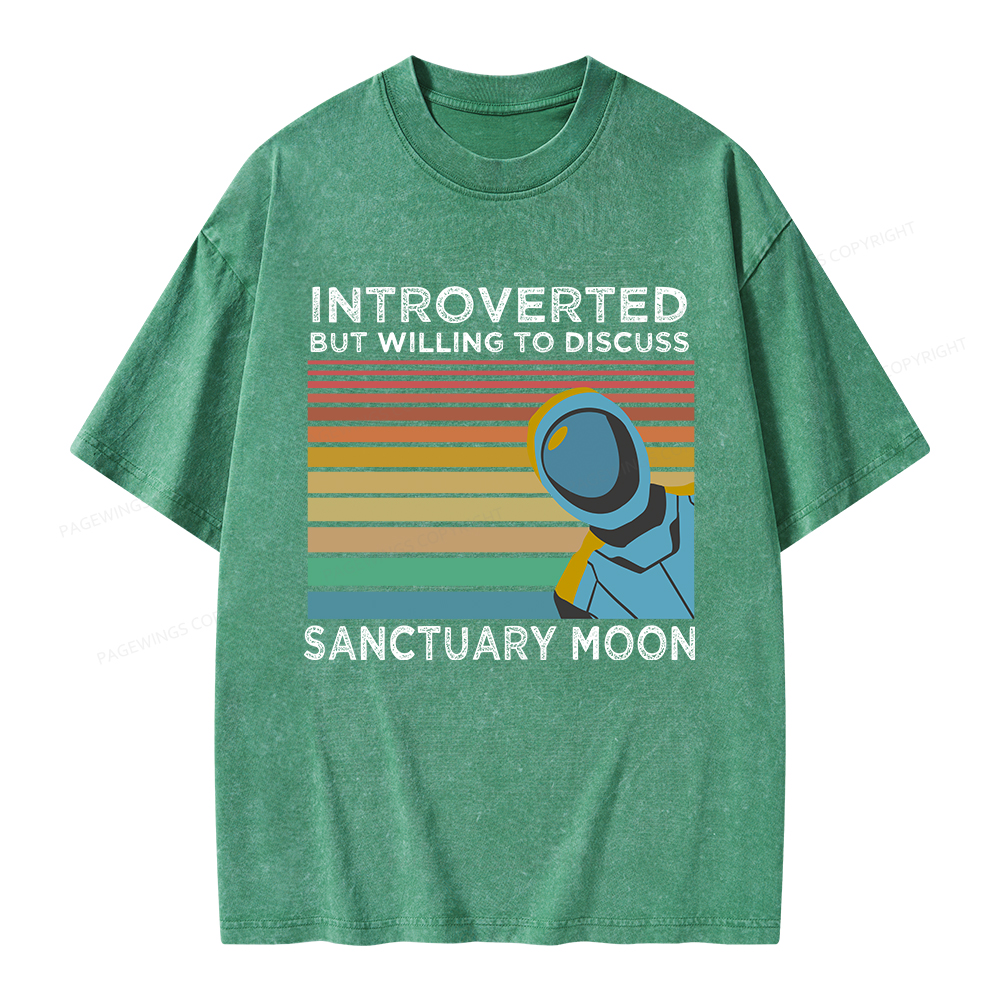 Pagewings Introverted But Willing to Discuss Sanctuary Moon Unisex Washed T-shirt