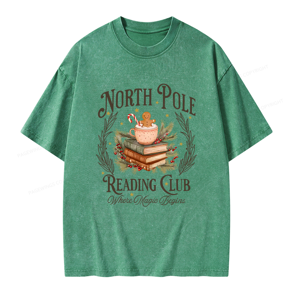 Pagewings North Pole Book Club Unisex Washed T-shirt