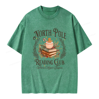 Pagewings North Pole Book Club Unisex Washed T-shirt