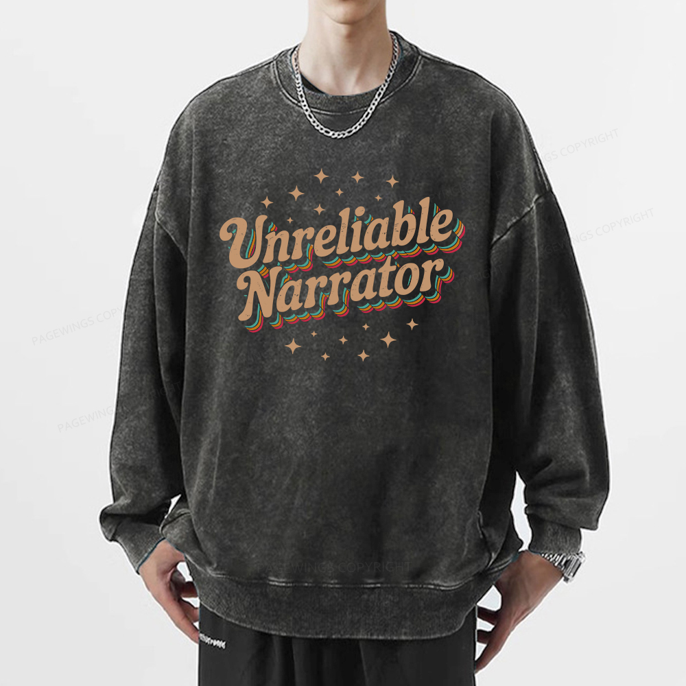 Pagewings Unreliable Narrator Unisex Washed Sweatshirt