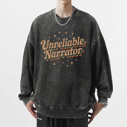 Pagewings Unreliable Narrator Unisex Washed Sweatshirt