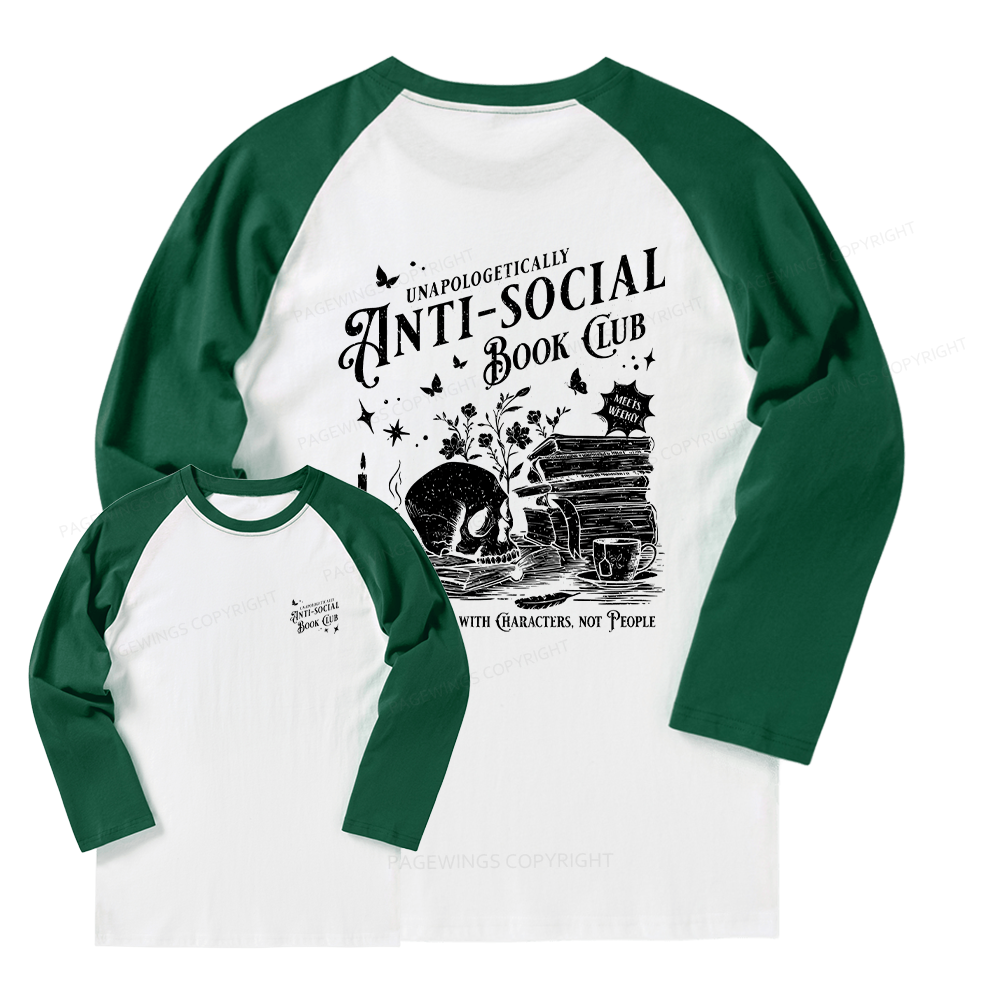 Pagewings Anti-social Book Club Comfort Colors Long Sleeve Raglan T-shirt