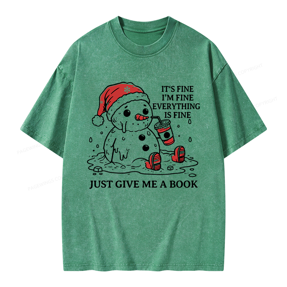 Pagewings Just Give Me A Book Unisex Washed T-shirt