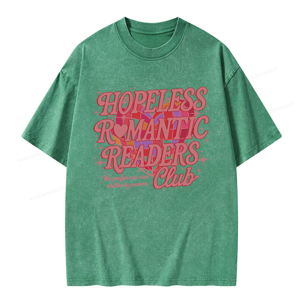 Pagewings Hopeless Romantic Readers Club Unisex Washed T-shirt