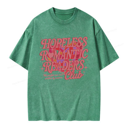 Pagewings Hopeless Romantic Readers Club Unisex Washed T-shirt