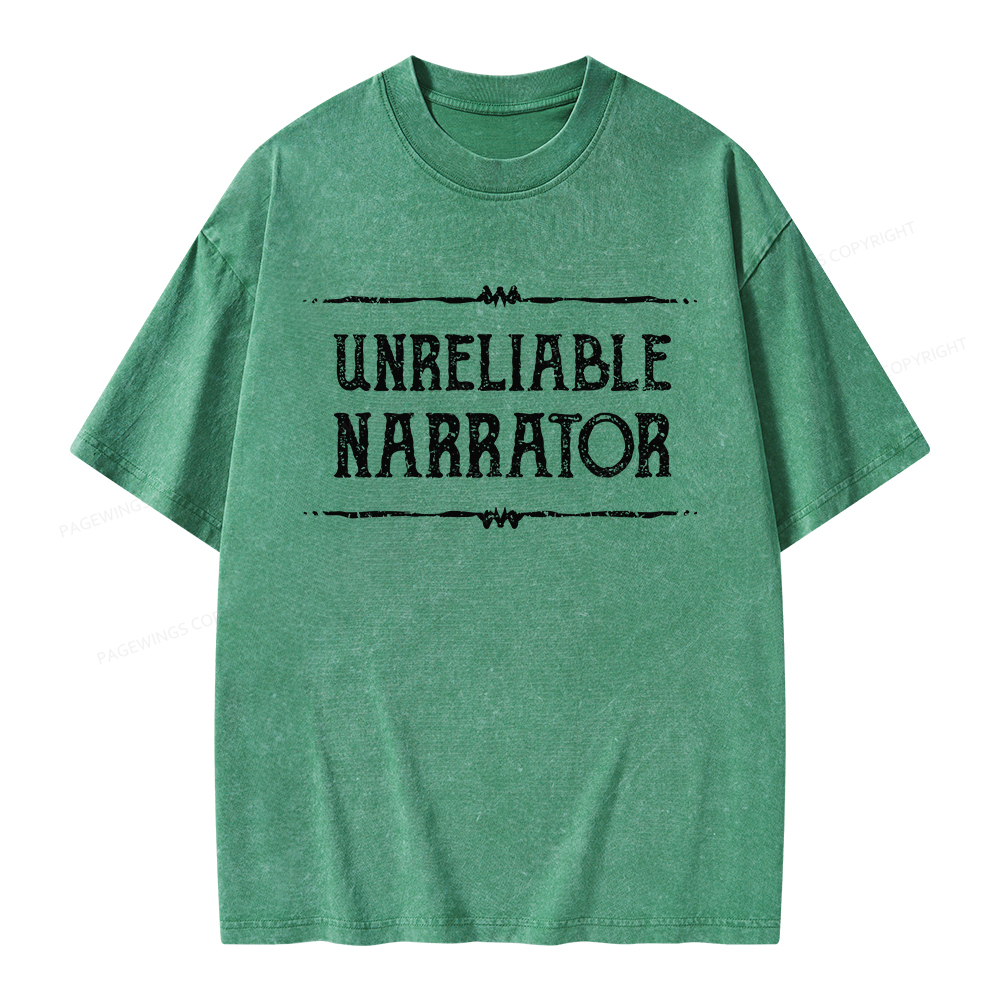 Pagewings Unreliable Narrator Unisex Washed T-shirt