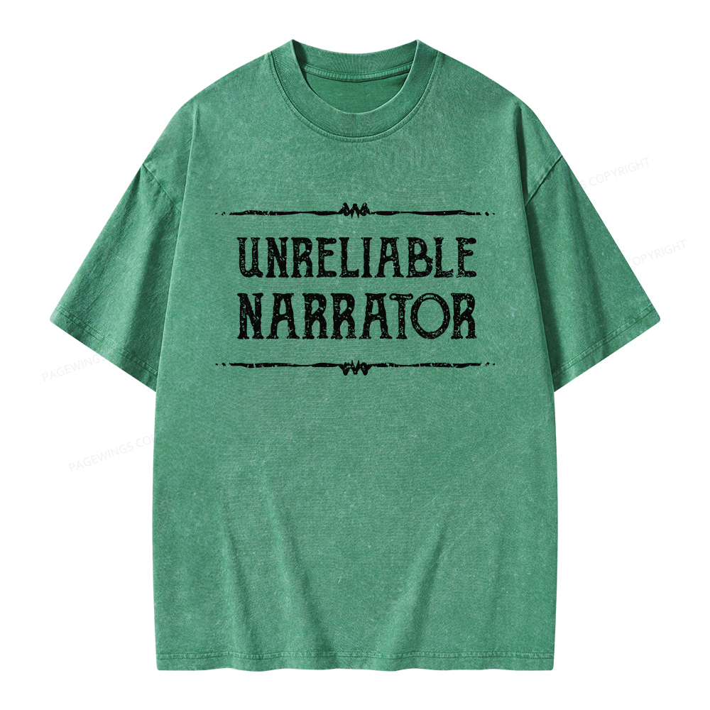 Pagewings Unreliable Narrator Unisex Washed T-shirt