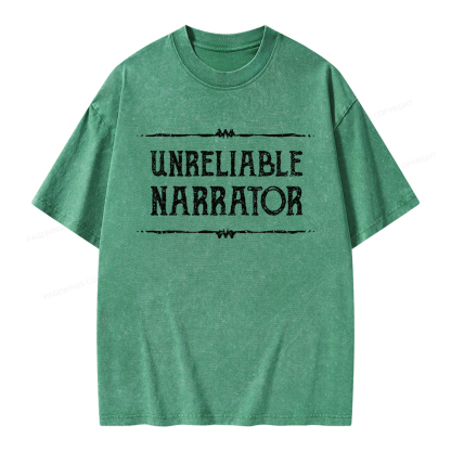 Pagewings Unreliable Narrator Unisex Washed T-shirt
