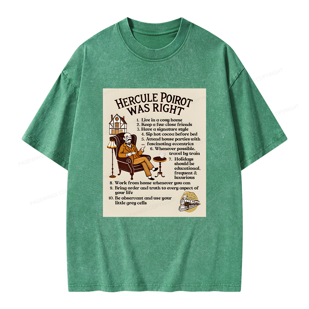 Pagewings Hercule Poirot was Right Unisex Washed T-shirt