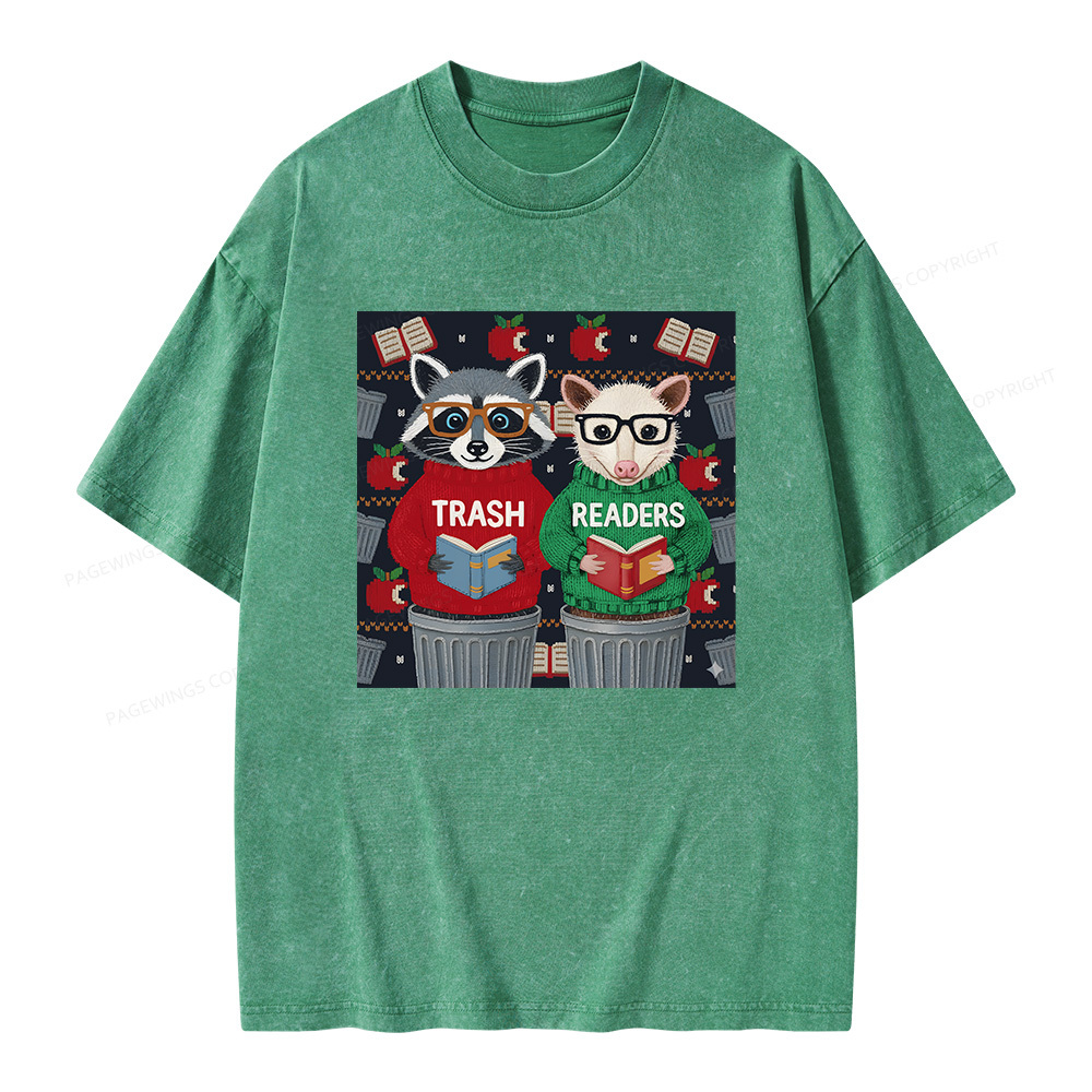 Pagewings Funny Book Lover Unisex Washed T-shirt