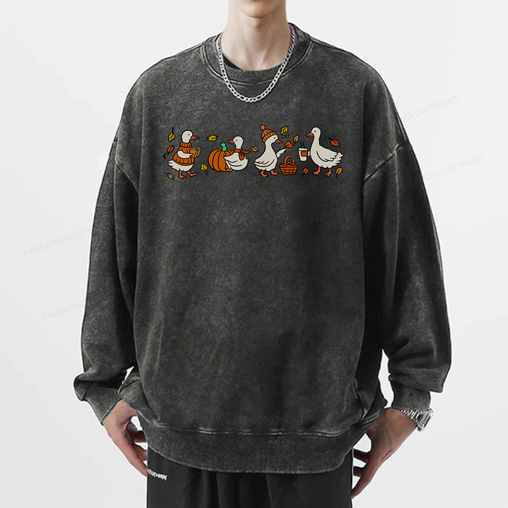 Pagewings Cozy Fall Thanksgiving Unisex Washed Sweatshirt
