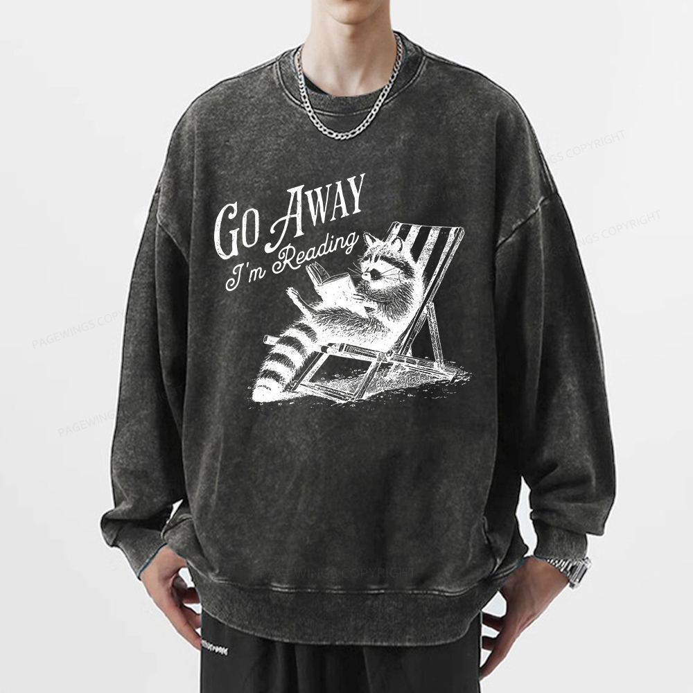 Pagewings Funny Raccoon Book Lover Tshirt Unisex Washed Sweatshirt