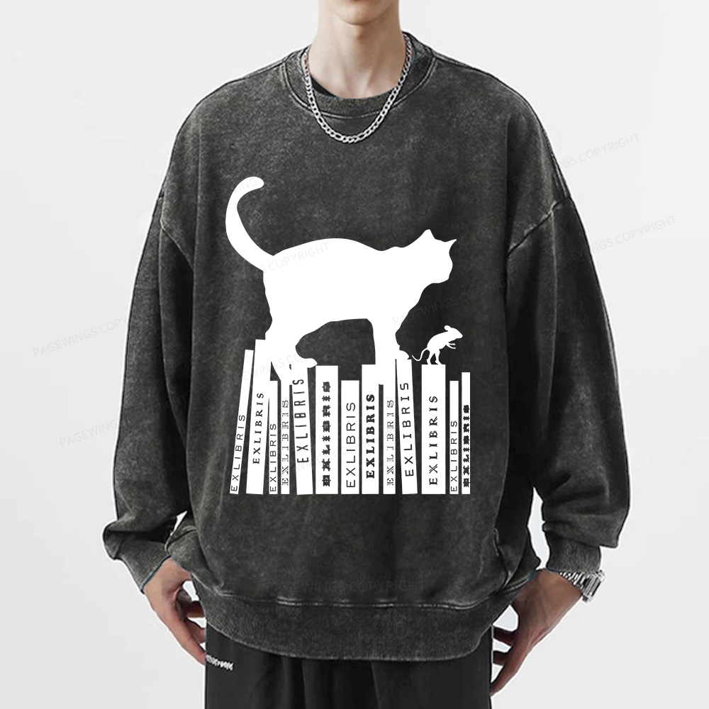 Pagewings Bookplate Creative T-shirt Unisex Washed Sweatshirt