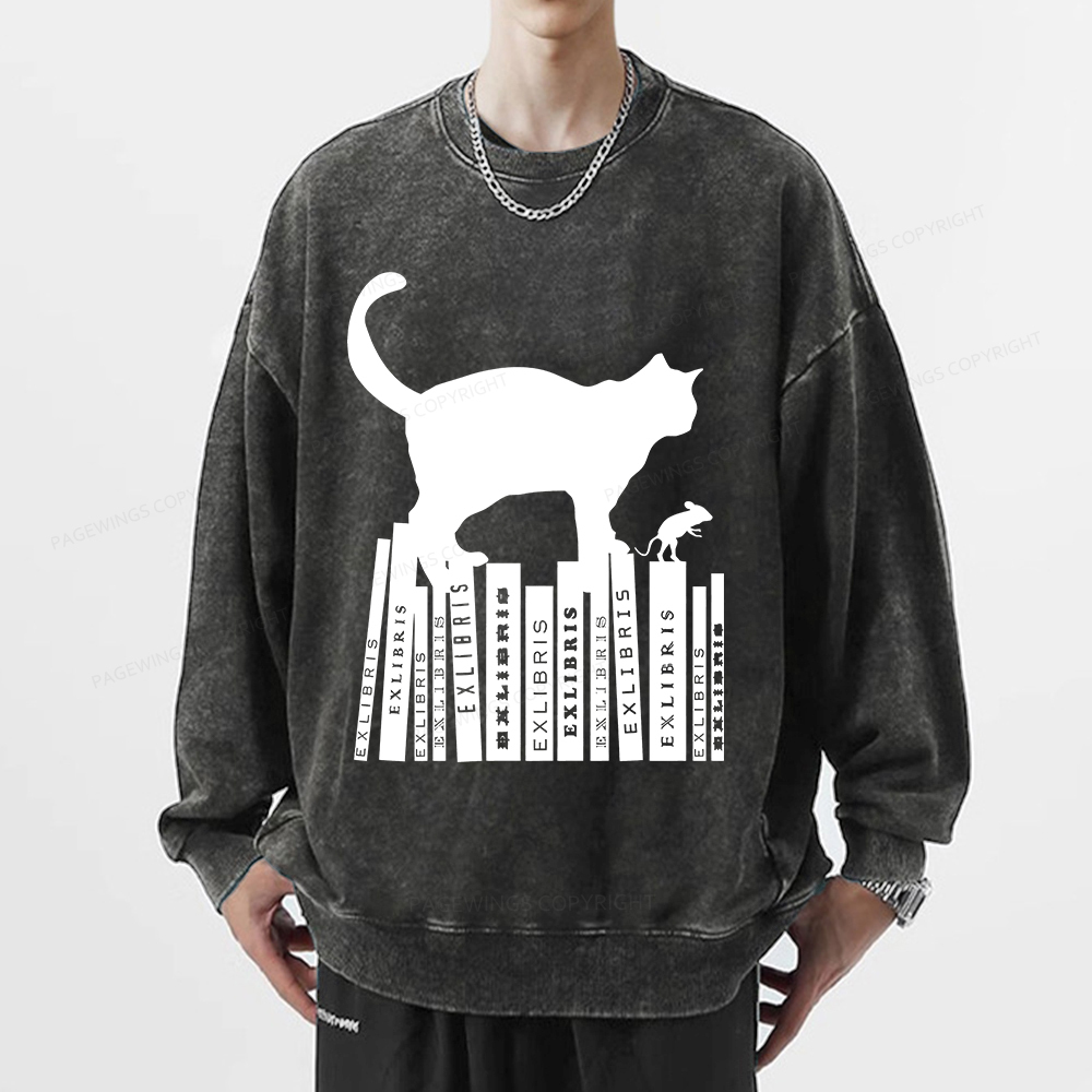 Pagewings Bookplate Creative T-shirt Unisex Washed Sweatshirt