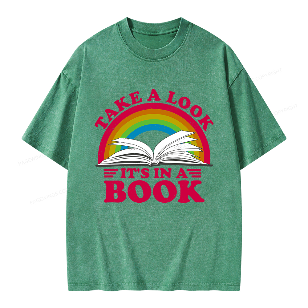 Pagewings Take a Look It's in a Book Unisex Washed T-shirt