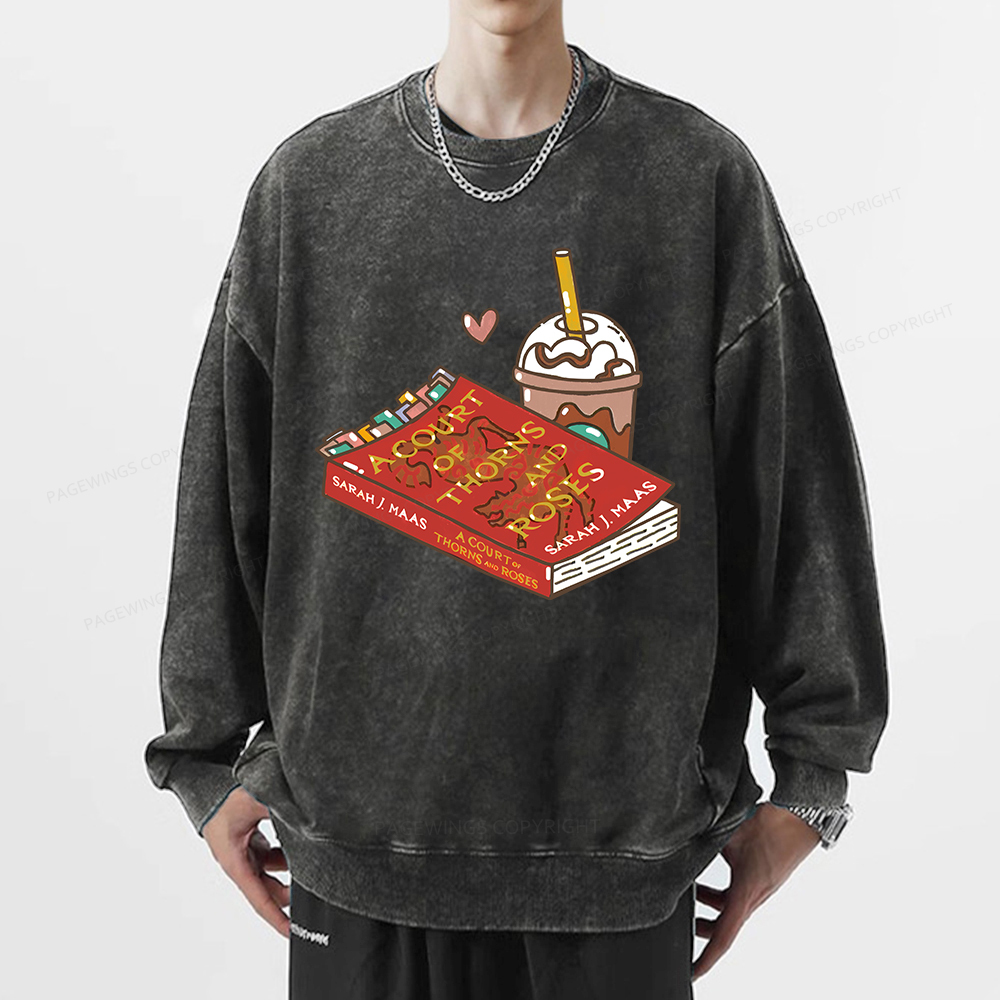 Pagewings A Court of Thorns and Roses Bookish  Unisex Washed Sweatshirt