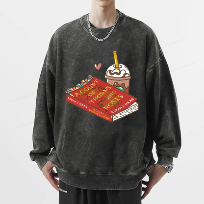 Pagewings A Court of Thorns and Roses Bookish  Unisex Washed Sweatshirt