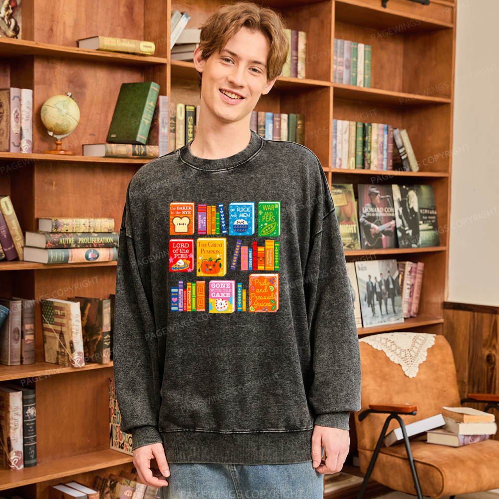 Pagewings Punny Books Unisex Washed Sweatshirt