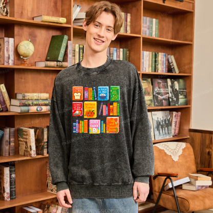 Pagewings Punny Books Unisex Washed Sweatshirt