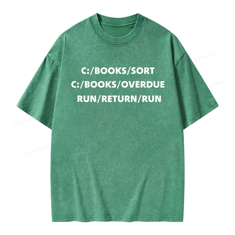 Pagewings Books Sort Books Overdue Unisex Washed T-shirt