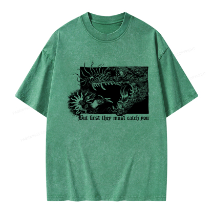 Pagewings But First They Must Catch You Unisex Washed T-shirt
