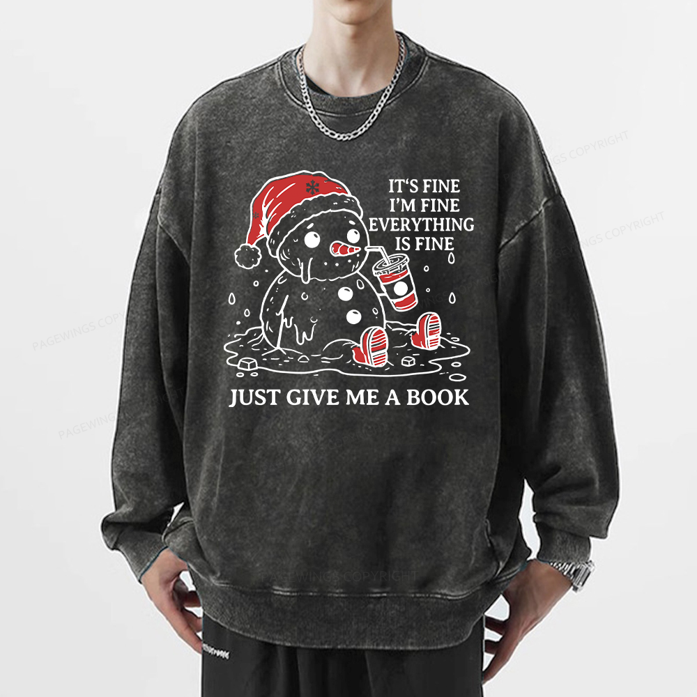 Pagewings Just Give Me A Book Unisex Washed Sweatshirt