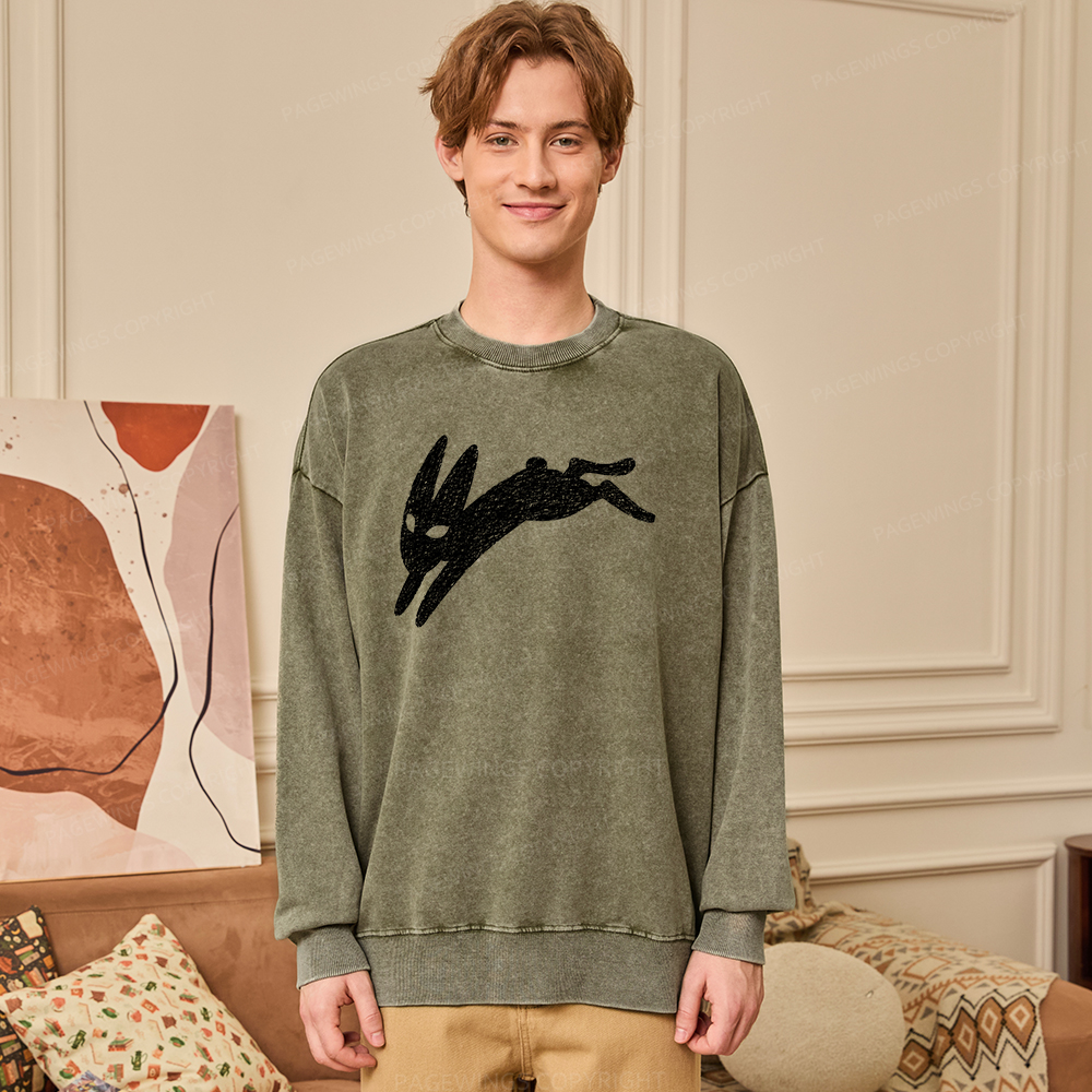 Pagewings Death Bunny Unisex Washed Sweatshirt