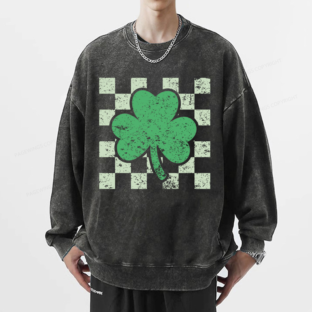 Pagewings St Patrick's Shirt, Shamrock Shirt Unisex Washed Sweatshirt