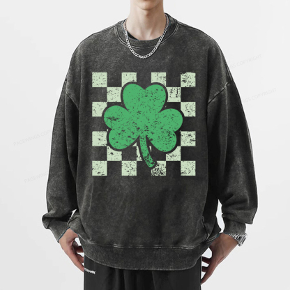 Pagewings St Patrick's Shirt, Shamrock Shirt Unisex Washed Sweatshirt