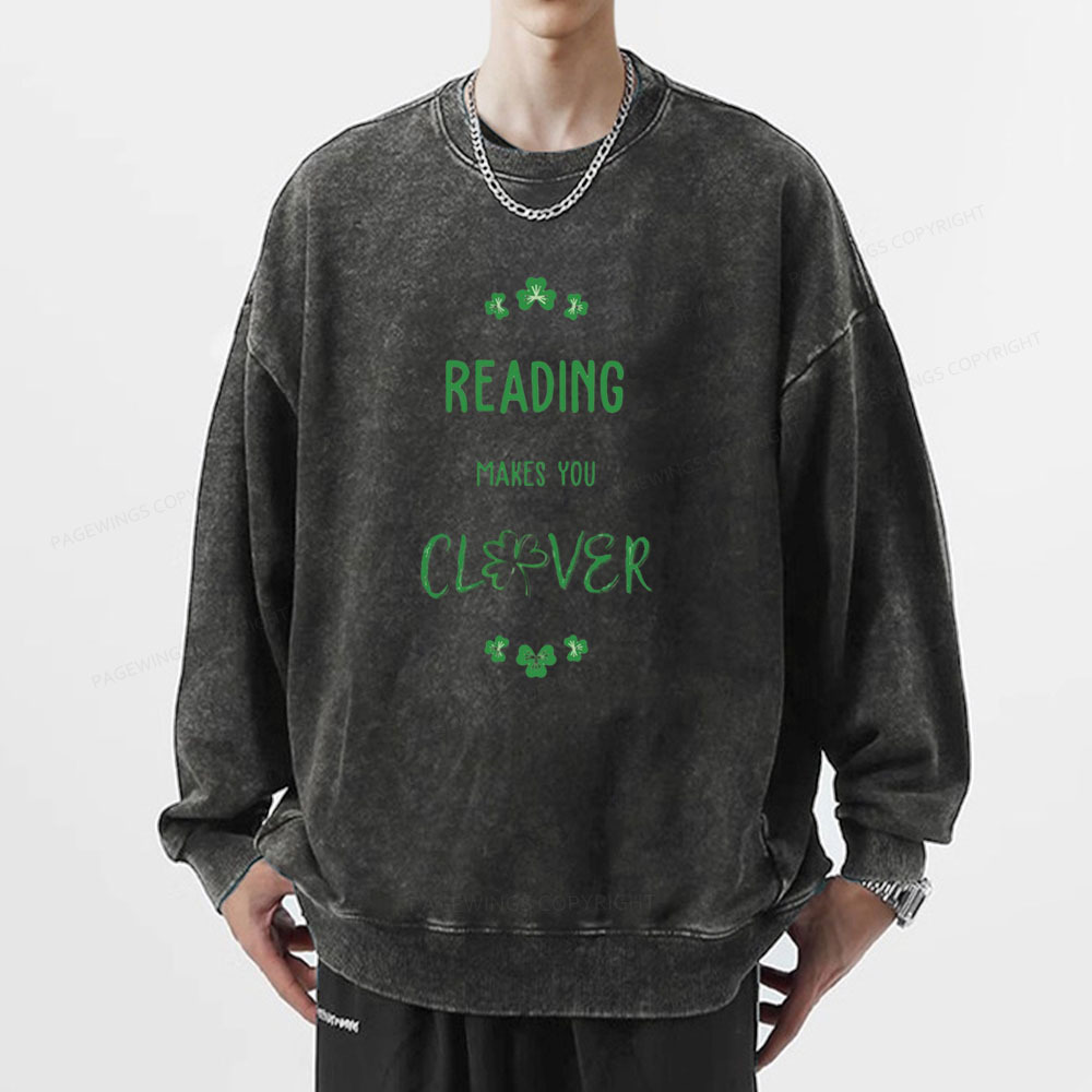 Pagewings Reading makes you clevr Is Totally Unisex Washed Sweatshirt