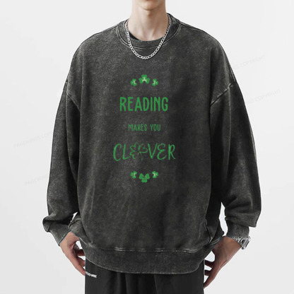 Pagewings Reading makes you clevr Is Totally Unisex Washed Sweatshirt