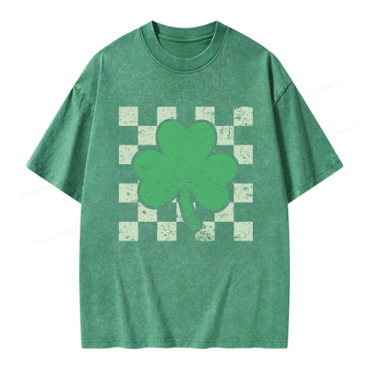 Pagewings St Patrick's Shirt, Shamrock Shirt Unisex Washed T-shirt