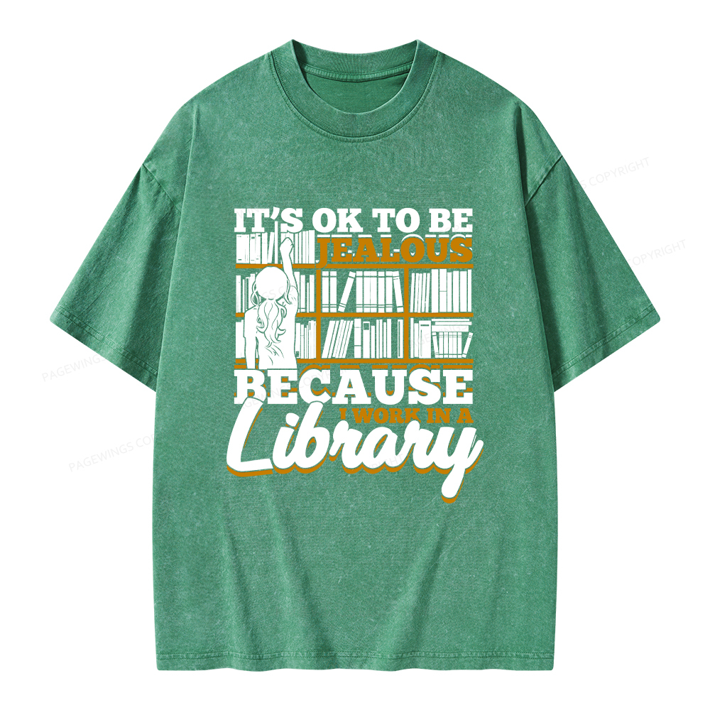 Pagewings Because I Work In A Library Unisex Washed T-shirt