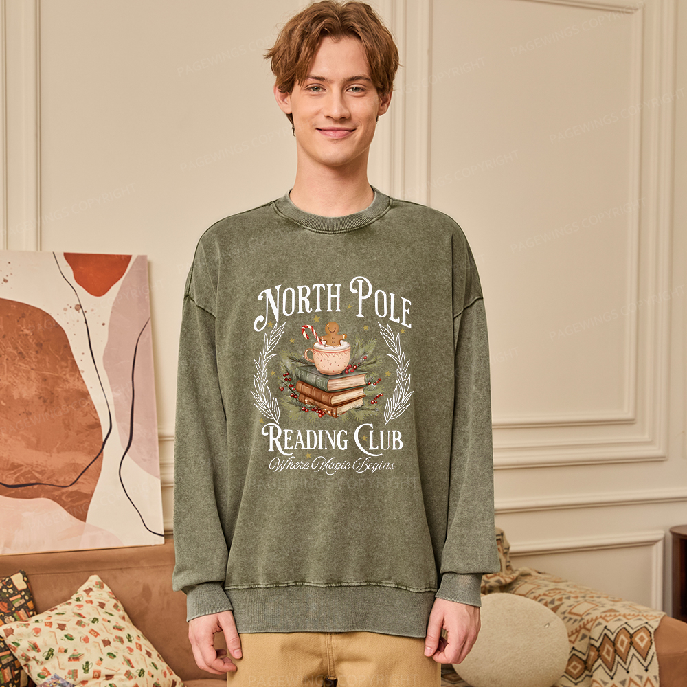 Pagewings  North Pole Book Club Unisex Washed Sweatshirt