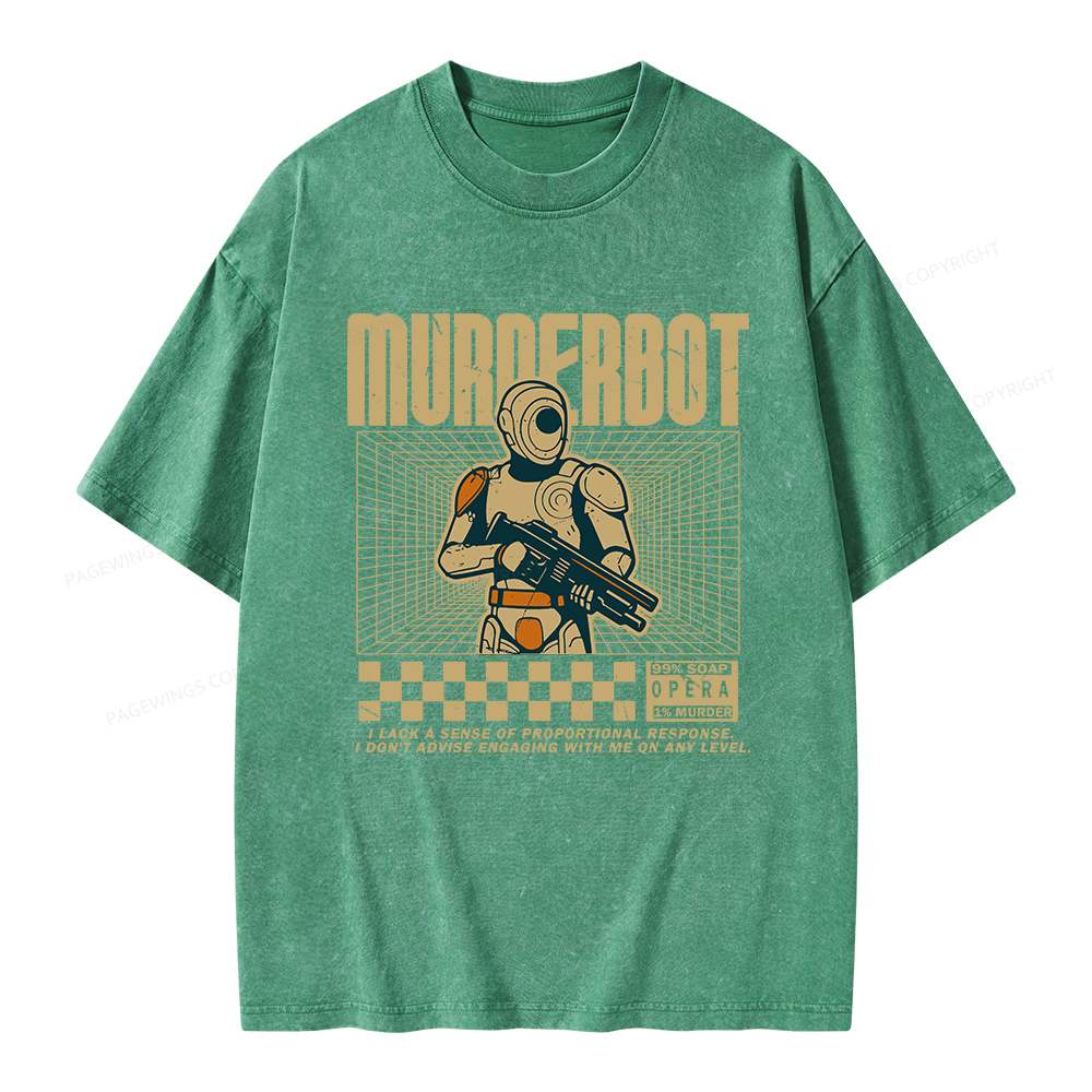 Pagewings Murderbot Unisex Washed T-shirt