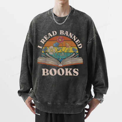 Pagewings I Read Banned Books Unisex Washed Sweatshirt