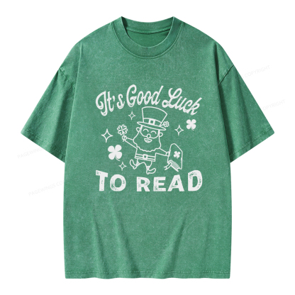 Pagewings  St. Patrick's day Librarian Shirt Library tshirt Unisex Washed T-shirt