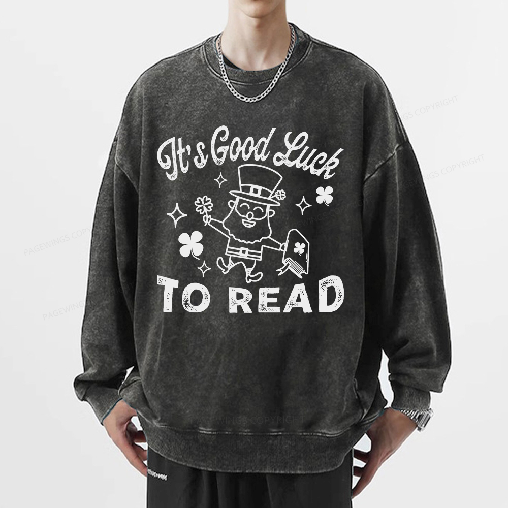 Pagewings  St. Patrick's day Librarian Shirt Library tshirt Unisex Washed Sweatshirt