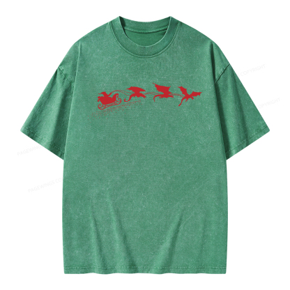 Pagewings Cozy Fantasy Christmas Unisex Washed T-shirt
