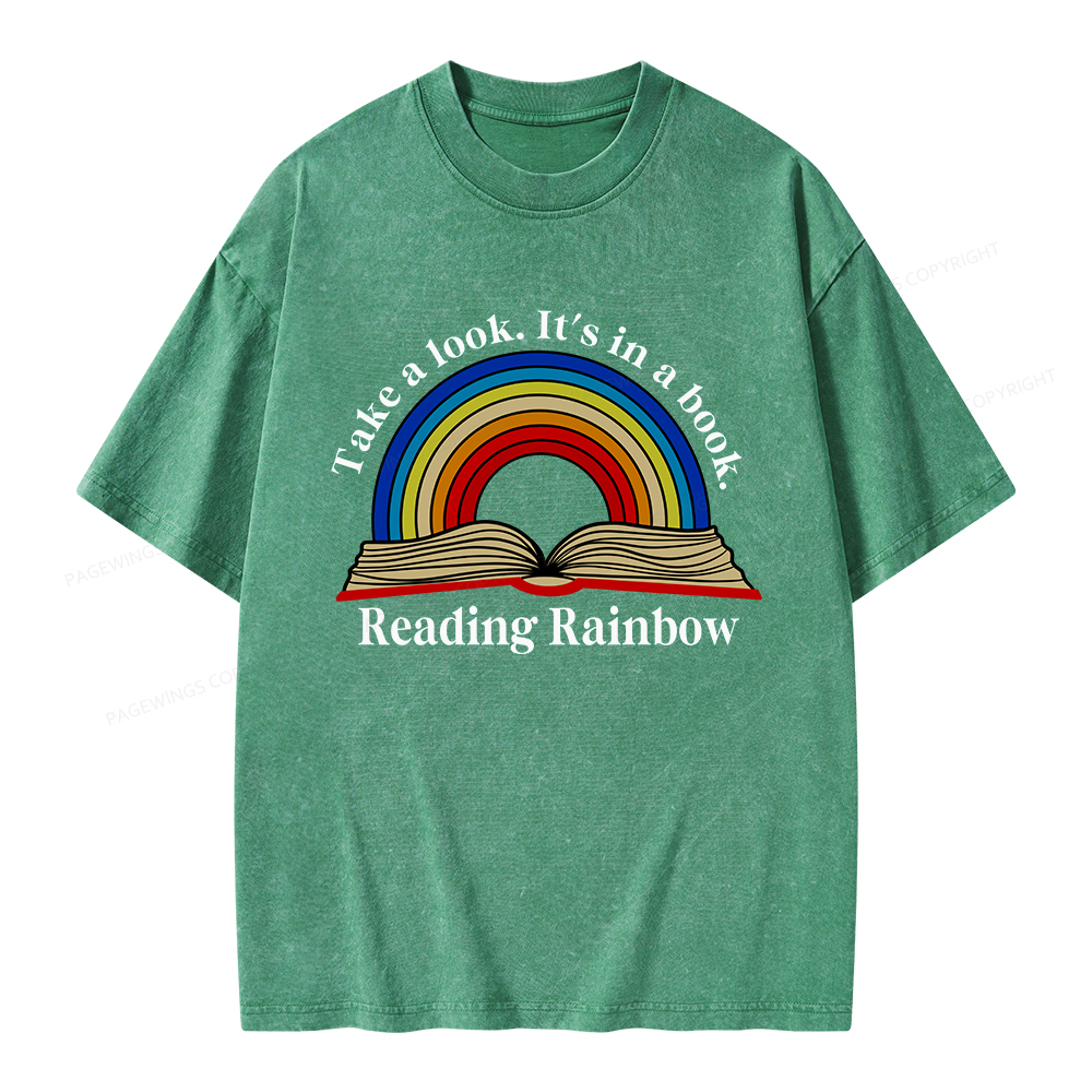 Pagewings Reading Rainbow Unisex Washed T-shirt
