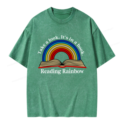 Pagewings Reading Rainbow Unisex Washed T-shirt