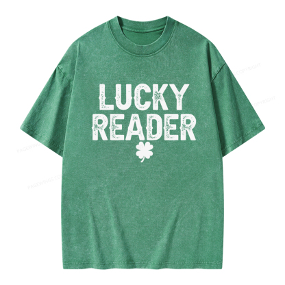 Pagewings Lucky and Lucky Fucker Graphic Tees Unisex Washed T-shirt
