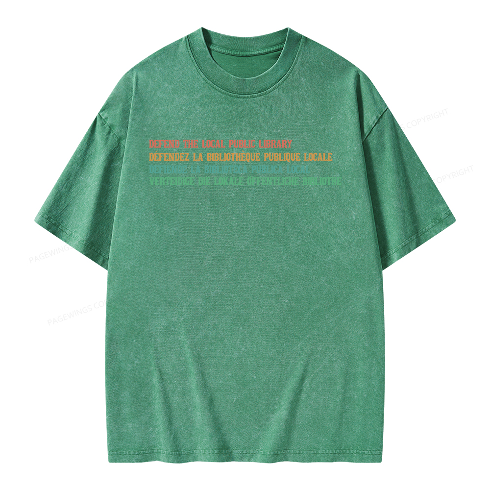 Pagewings Defend the Local Public Library Unisex Washed T-shirt