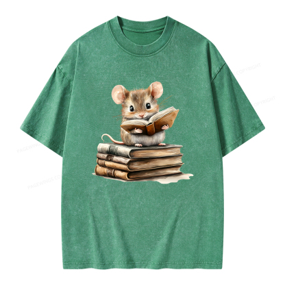 Pagewings Just A Mouse Who Loves Reading Unisex Washed T-shirt