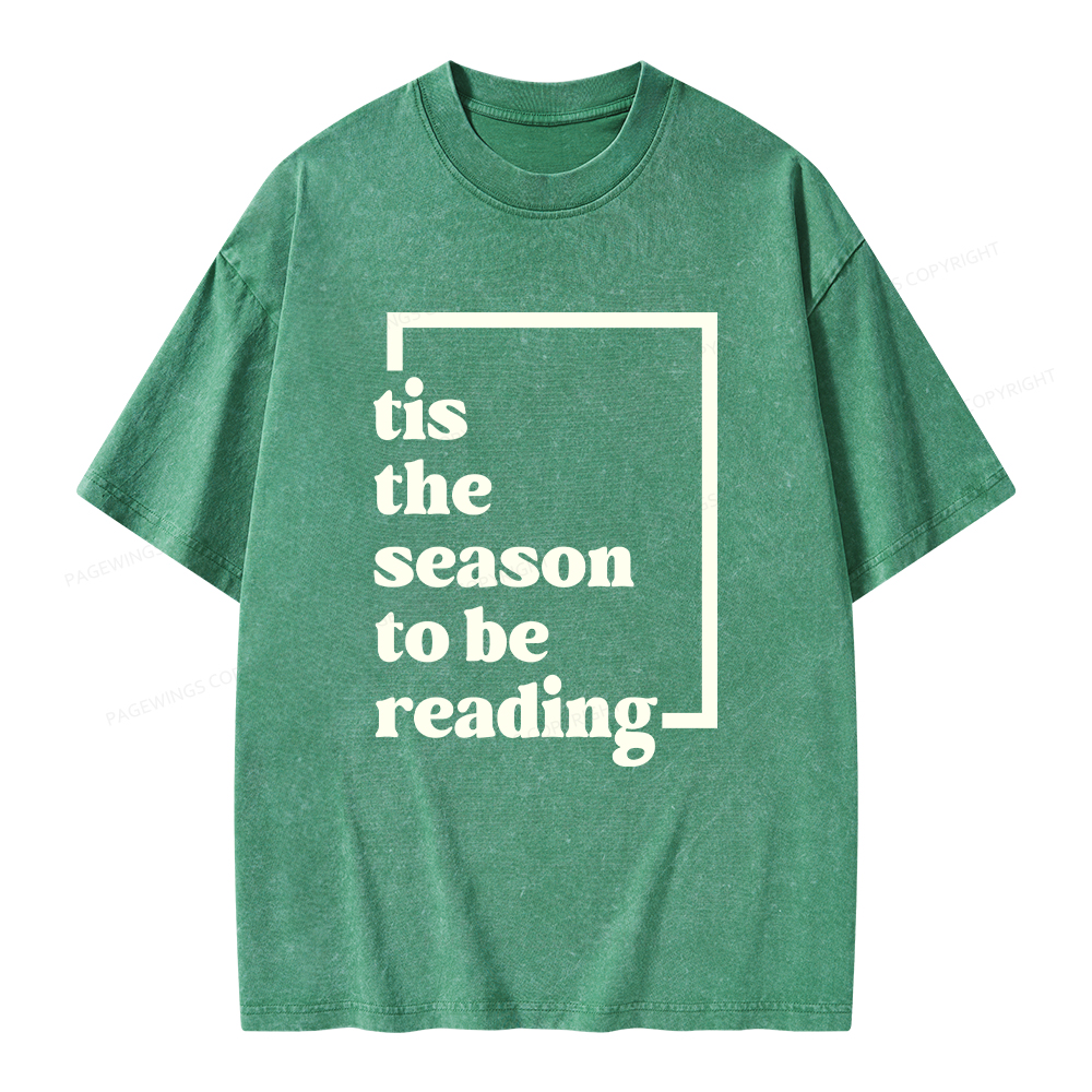 Pagewings Tis the season to be Reading Unisex Washed T-shirt