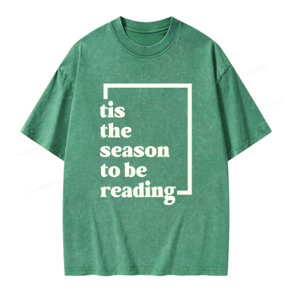 Pagewings Tis the season to be Reading Unisex Washed T-shirt