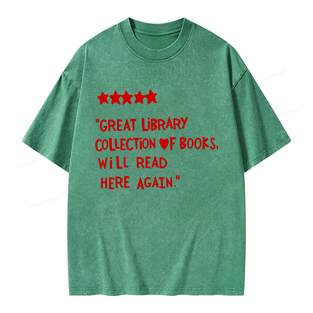 Pagewings Great Library Collection Of Books Unisex Washed T-shirt