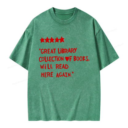 Pagewings Great Library Collection Of Books Unisex Washed T-shirt