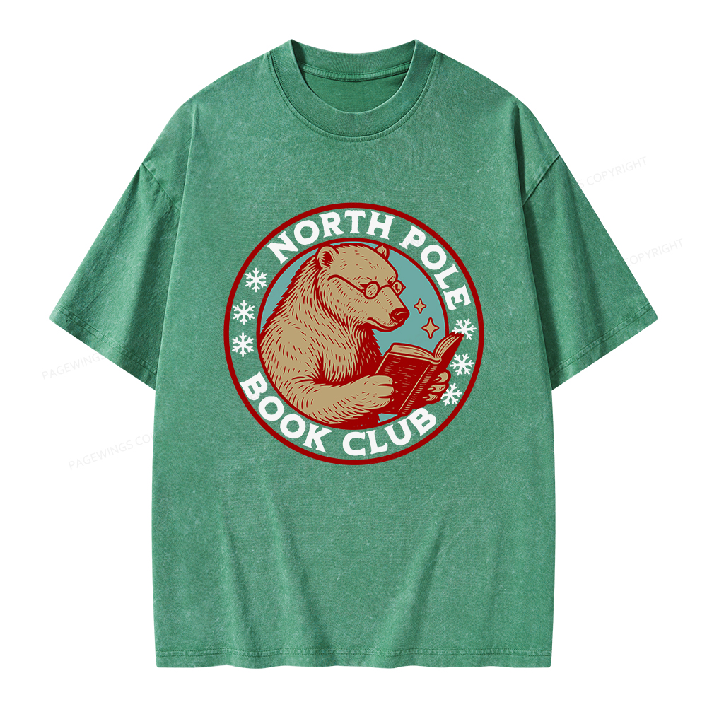 Pagewings North Pole Book Club Unisex Washed T-shirt