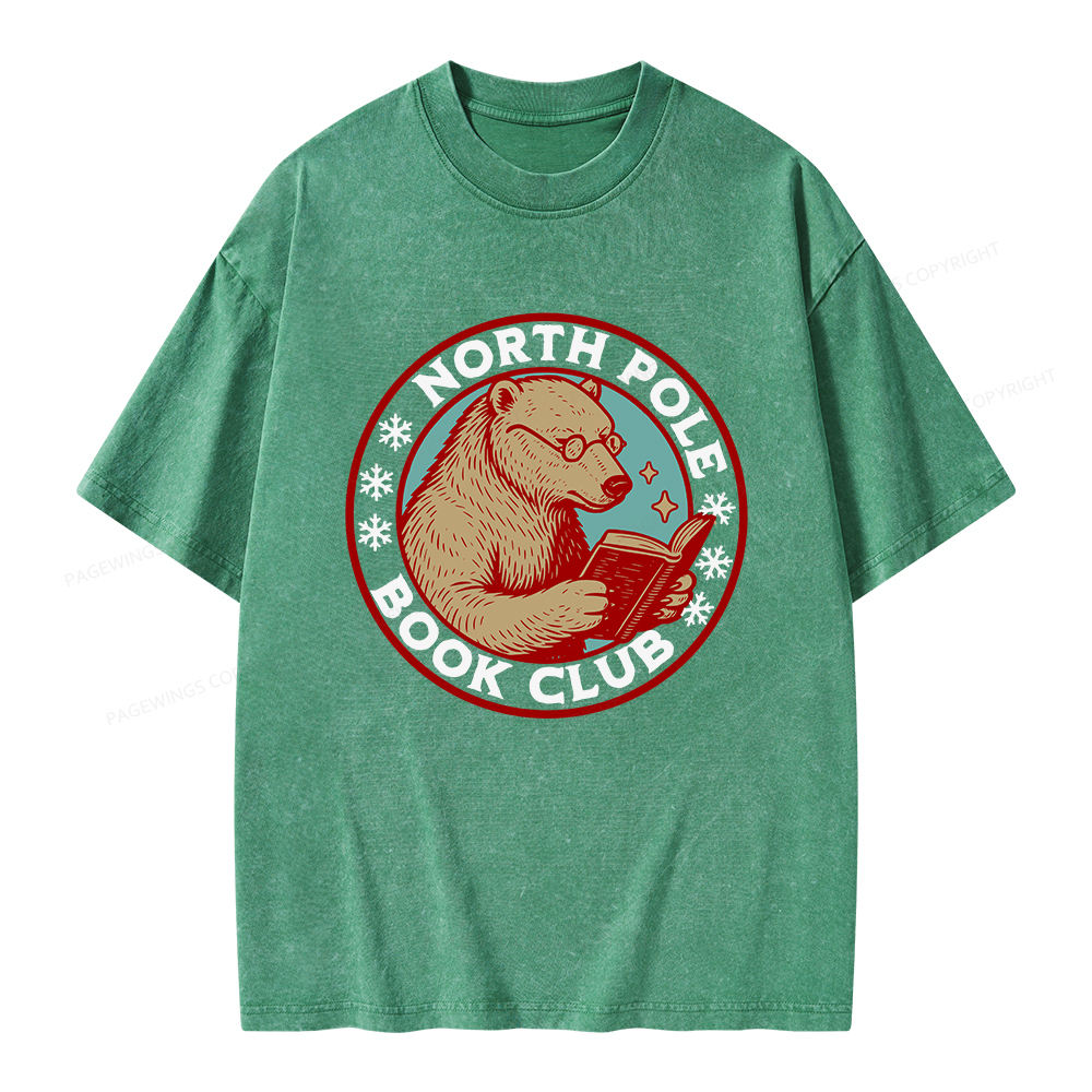 Pagewings North Pole Book Club Unisex Washed T-shirt